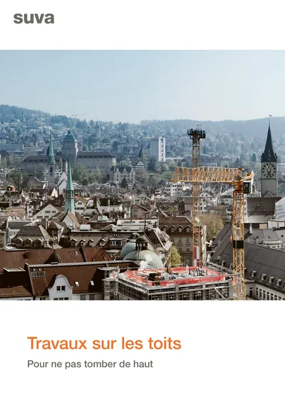 Page de titre du feuillet Suva « Travaux sur les toits – Pour ne pas tomber de haut »