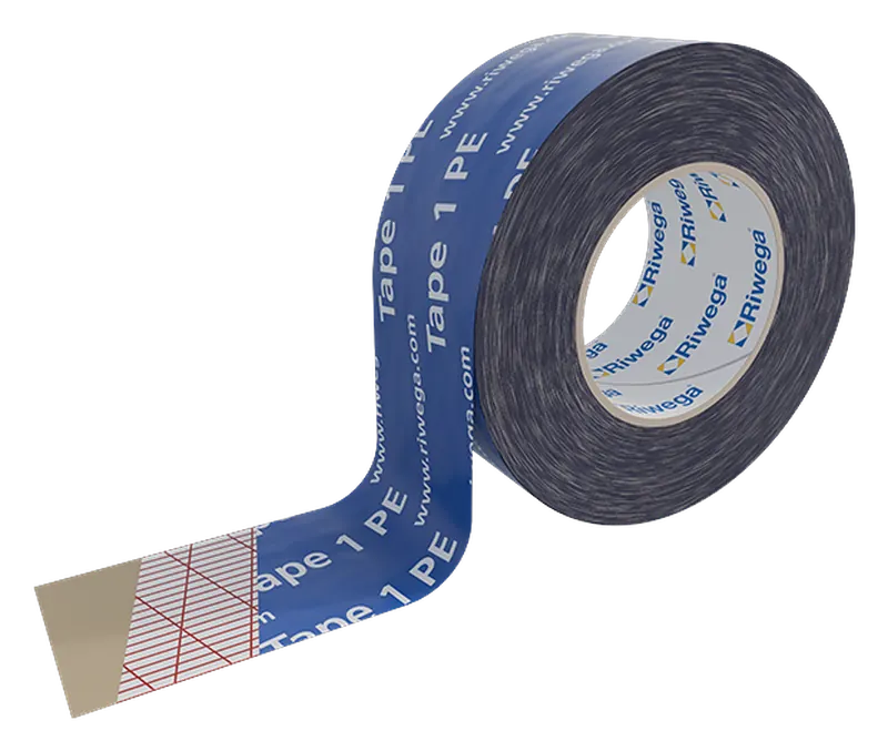 Tape 1 PE – universelles Acrylklebeband von Riwega, Rolle mit blauem LDPE-Träger