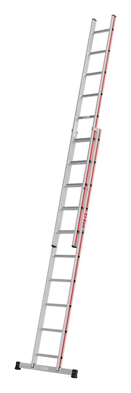 Zweiteilige Schiebeleiter 4046 aus Aluminium, ausgeschoben, mit Traverse